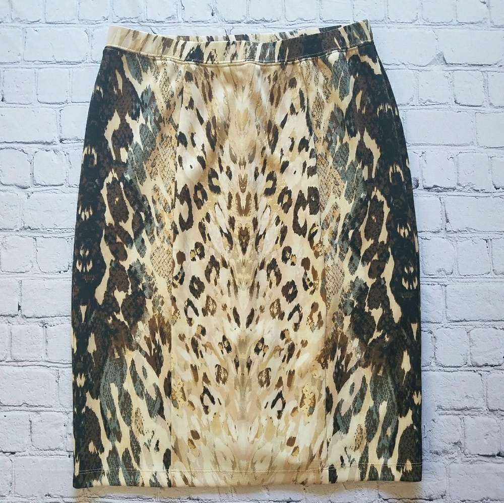 George Simonton Printed Cheetah Pencil Skirt Sz M
